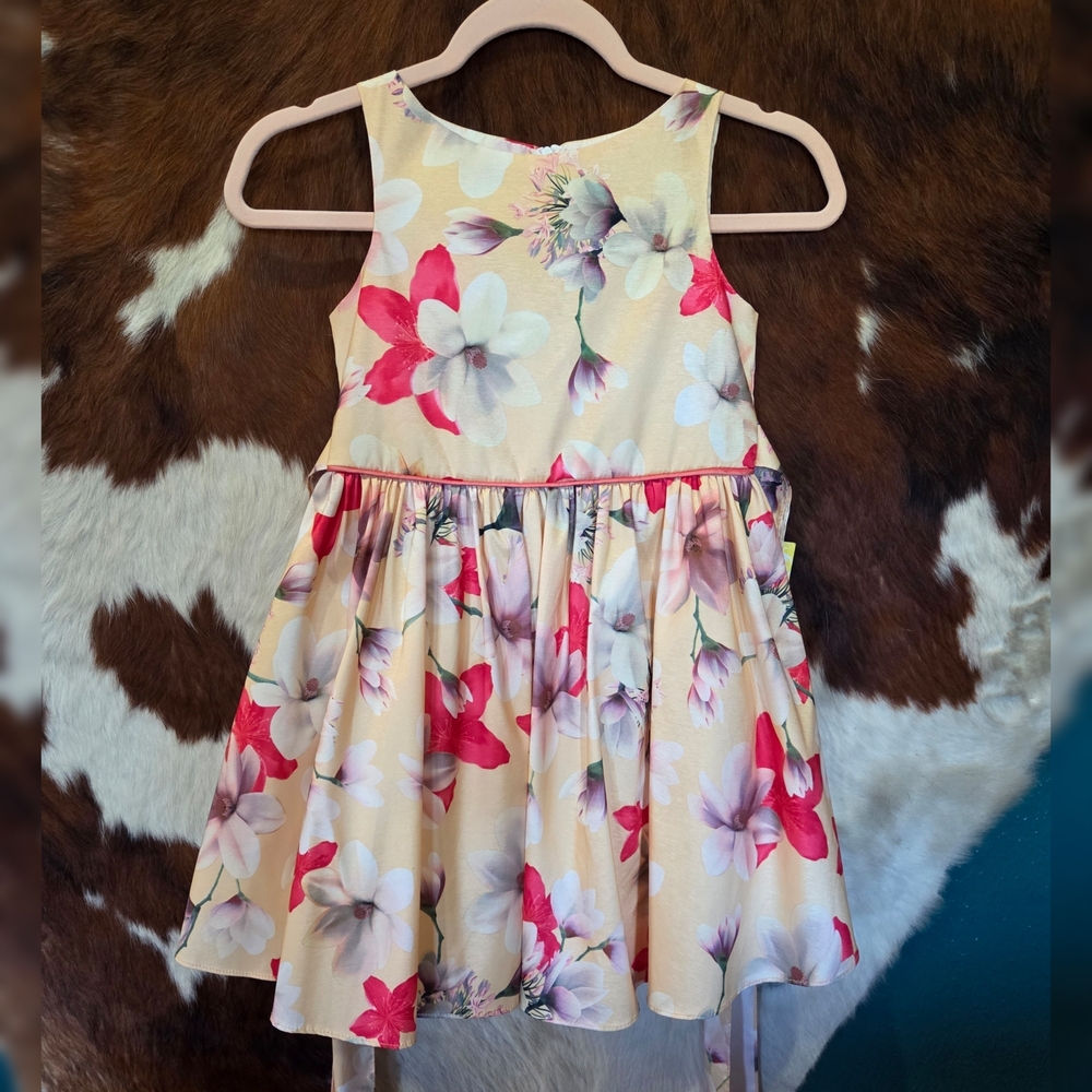 Petite Adele Floral Kids Dress in Pink and Cream